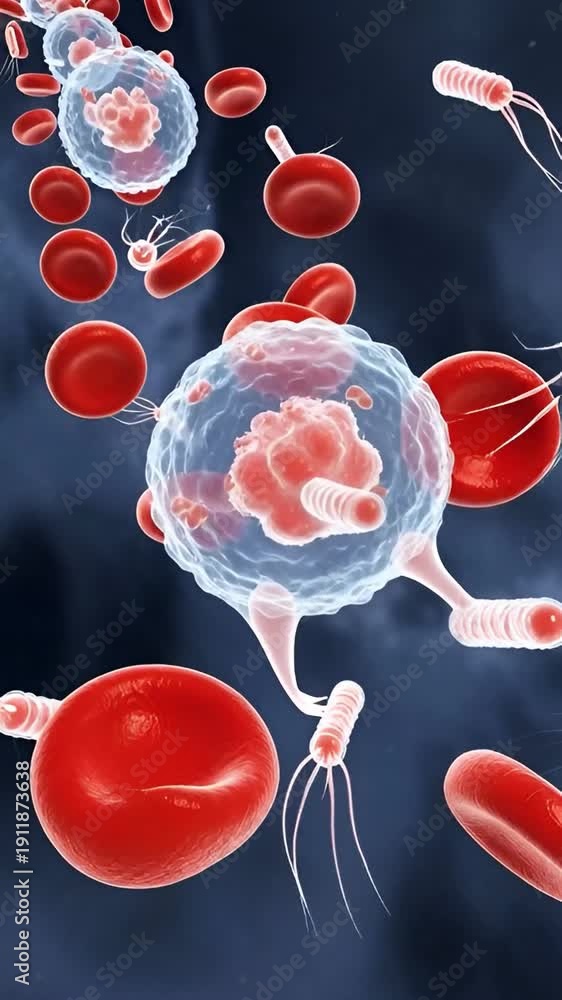 Video Stock Bacteria spreading through the bloodstream. The bacteria ...