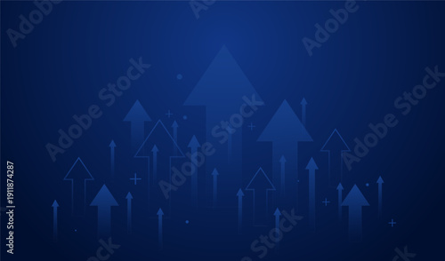 Fund growth increase background with arrows. Economy financial market money stock concept. Profit up backdrop with design elements. 