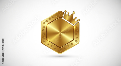 Golden Hexagonal Metallic Object with Rivets.