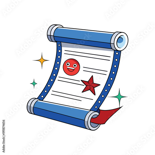 Wallpaper Mural Magic paper scroll with happy face icon for National Flag Day holiday Torontodigital.ca