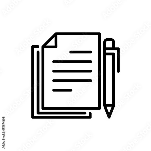 Proposal Document Icon in Simple Outline Minimal Style