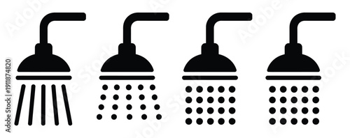 Toilet And Shower Bathroom Icon Vector Set