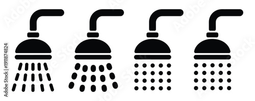 Toilet And Shower Bathroom Icon Vector Set