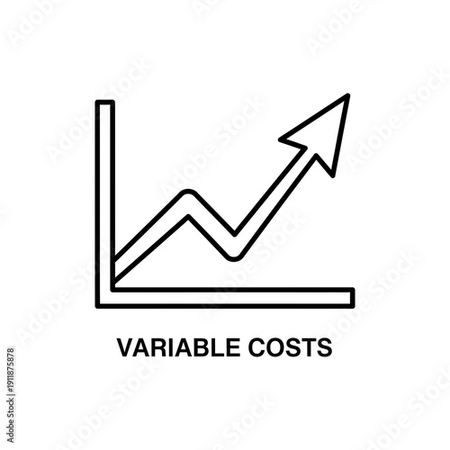 Variable Cost Analysis and Financial Icon on White Background