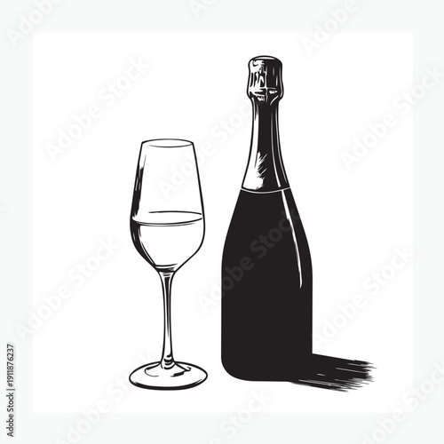 wine bottle and glass