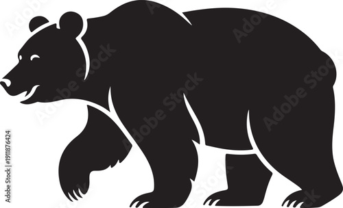 Grizzly bear or polar bear silhouette flat vector icon for animal wildlife apps and websites