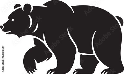 Grizzly bear or polar bear silhouette flat vector icon for animal wildlife apps and websites