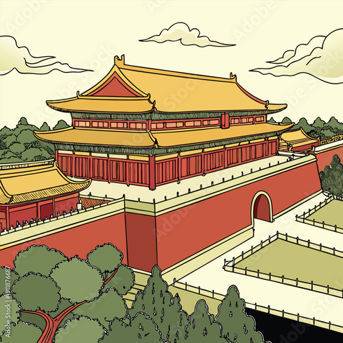 Traditional chinese building, the forbidden city in beijing, historic landmark and tourist attraction