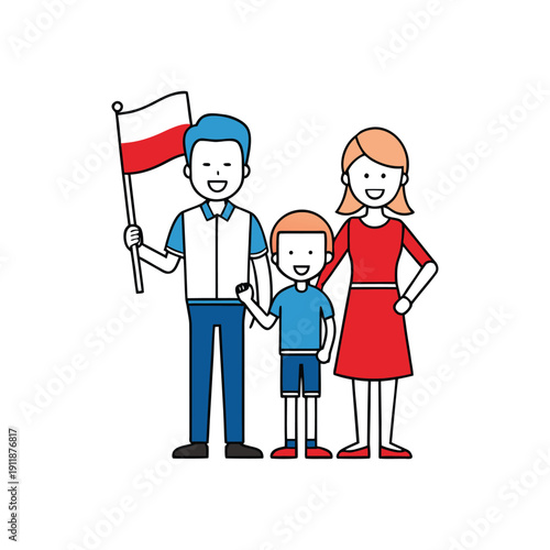 Wallpaper Mural National Flag Day celebration with patriotic family holding pole sign Torontodigital.ca