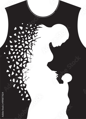 Minimalist vector illustration of a creative t-shirt print design featuring a high-quality graphic for custom apparel