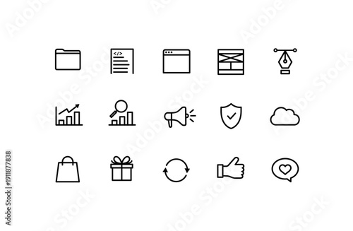 ビジネス・マーケティングのベーシックアイコンコレクション（太線）