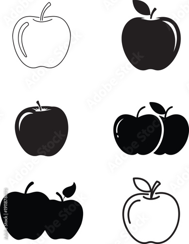 Collection of apple icons simple and detailed illustrations for design elements and graphical user interfaces clean outline and solid shapes