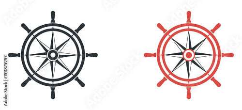 Navigate your journey featuring ship's wheel and compass icon, representing direction, guidance, maritime adventure