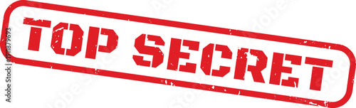 Vector red distressed rubber stamp with 'TOP SECRET' text, isolated on a transparent background, perfect for document overlays or confidential branding.