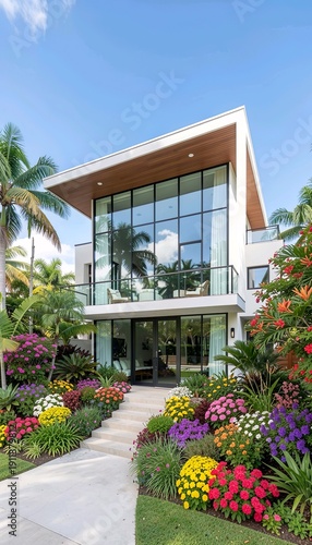 Wallpaper Mural modern house with garden Torontodigital.ca