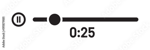 Music Video Play Bar Icon, Editable Stroke Vector, Play/Pause Controls, Audio and Video Player UI, Multimedia Illustration