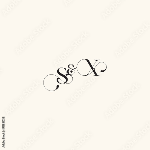 XS letter elegancy and beauty in one look wedding caligraphic logo with monogram concept