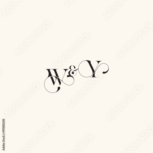 YW letter elegancy and beauty in one look wedding caligraphic logo with monogram concept