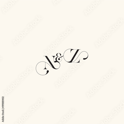 ZN letter elegancy and beauty in one look wedding caligraphic logo with monogram concept