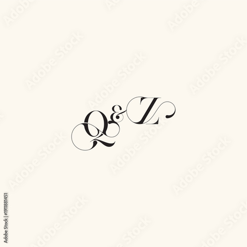 ZQ letter elegancy and beauty in one look wedding caligraphic logo with monogram concept