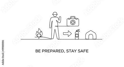 Safety First: Fire Prevention, First Aid, and Emergency Shelter Concept