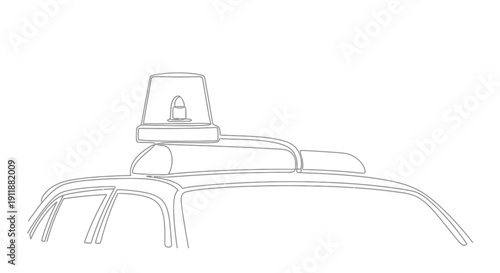 Police car roof beacon light, emergency vehicle siren light, law enforcement vehicle symbol