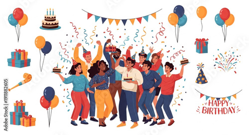 Happy Birthday Celebration with Friends.