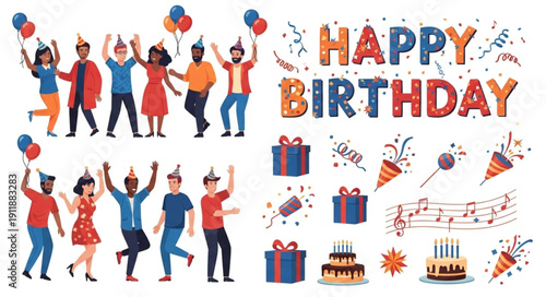 Happy Birthday Celebration with People.