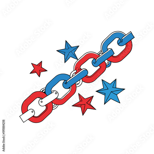 Wallpaper Mural Red and blue chain links with stars National Flag Day patriotic Torontodigital.ca