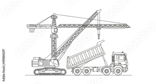 Heavy Duty Crane Truck Illustration.