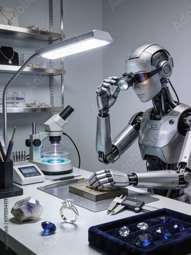 humanoid robot jeweler working