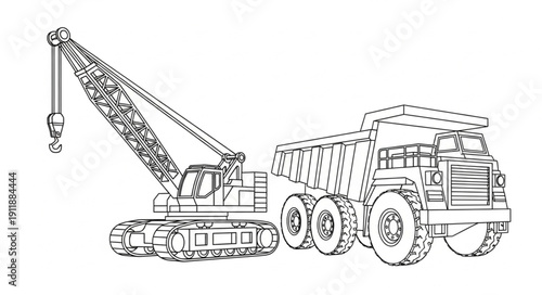 Heavy Duty Crane Truck Illustration.