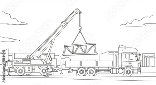 Heavy Duty Crane Truck Illustration.