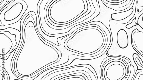 Abstract Topographic Map Lines Pattern, Contour Lines, Minimalist Organic Shapes