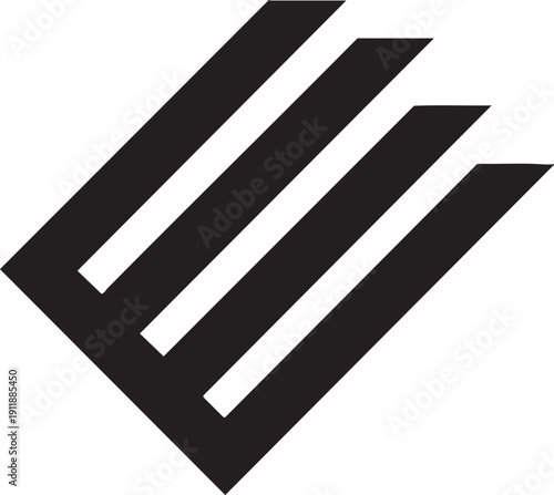Blackandwhite graphic design element with diagonal lines  abstract shape