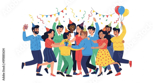 Happy People Celebrating Party Together.