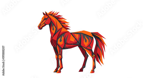 Vibrant illustration of a horse in fiery red and orange hues, symbolizing the Year of the Fire Horse in traditional Chinese design for the 2026 Chinese New Year celebration.