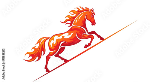 Vector illustration of a fiery horse in motion for the Year of the Fire Horse 2026, a traditional Chinese New Year design element symbolizing energy and celebration.