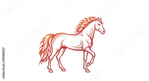 Illustration of a horse in motion, symbolizing the Year of the Fire Horse, a traditional Chinese New Year event, depicted in fiery red and orange hues on a white background.