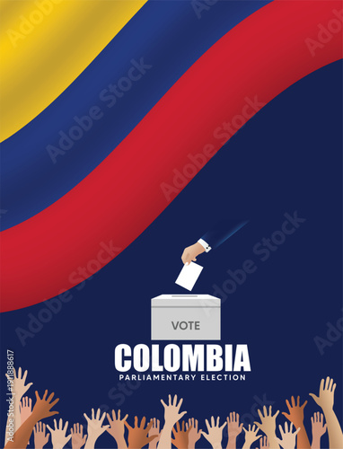 Colombian parliamentary election poster highlighting democratic voting participation vector poster