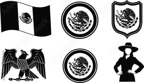 For your final Adobe Stock submission featuring the Mexican national symbols and cultural silhouettes, here is the SEO-optimized metadata.