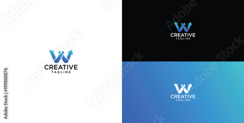Digital technology logo icon vector. W initial logo design.