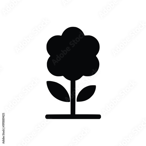 Floral or Tree Silhouette Icon ? Minimalist Nature Vector Design.eps