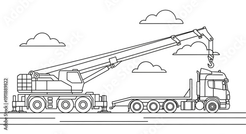 Heavy Duty Crane Truck Illustration.