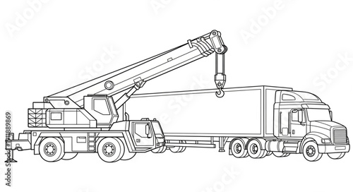 Heavy Duty Crane Truck Illustration.