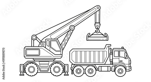 Heavy Duty Crane Truck Illustration.