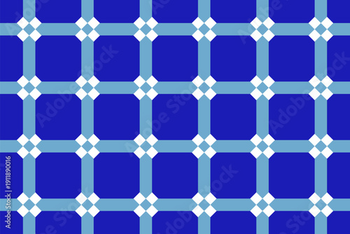 Mexican Seamless Pattern Inspired By Puebla Design. Classic Blue Talavera Ceramic Tile With Geometric Ornament. Vector Illustration.