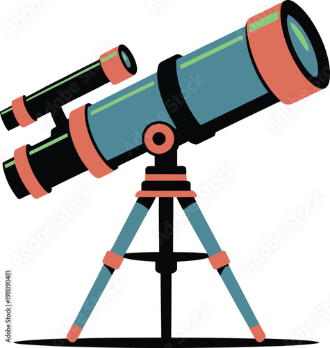 Modern Blue and Orange Telescope on Tripod Stand