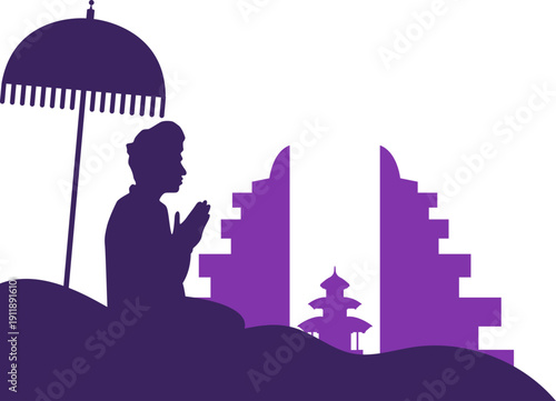 Fotografía Silhouette of Balinese Person Praying