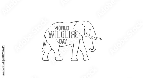 World Wildlife Day Elephant Outline with Text
